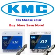 KMC X10 10 Speed Bike Chain 116L Silver-Black or Grey fit Shimano SRAM Campy