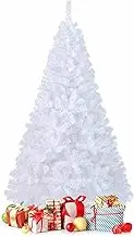 Costway 1.8M White Christmas Tree, Artificial Xmas Decoration Tree with 650 PVC Branch Tips & Metal Stand, Dreamy Holiday Festive Celebration Tree for Home, Office & Shop (1.8M)