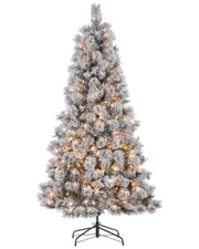 Sterling Tree Company 6.5ft High Flocked Pre-Lit Hard Mixed Needle Boise Pine With Warm White Lights