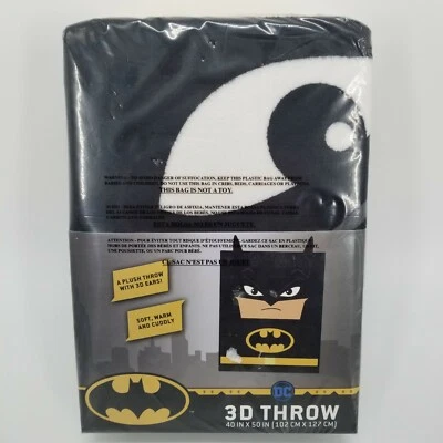Batman DC 3D Throw Blanket 40x50 Inches Black Tan and White