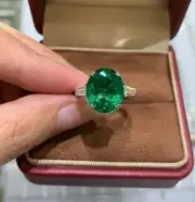2.32 Ct Oval Cut Natural Emerald Diamond Woman s Ring 14K solid White gold