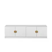 European Cabinetry White Fluted Half Moon Brass Handles Bucharest TV Unit