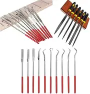 KingBra 20pcs 160mm Tools Home Improvement Power Hand Tools Files & Rasps Titanium Coated Diamond Mini Assorted Wood Rasp Set + 6pcs 140mm Hook Bent Curved Flat Diamond Riffler Needle File Set