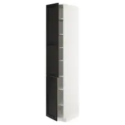 METOD high cabinet with shelves/2 doors, white/Lerhyttan black stained, 40x60x220 cm
