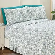 Elegant Comfort Softest and Coziest 6-Piece Sheet Set - 1500 Premium Hotel Quality Microfiber - Deep Pocket, Wrinkle Resistant 6-Piece Paisley Pattern Bed Sheet Set, Queen, Paisley Teal