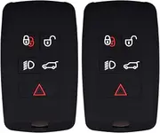 Lcyam Remote Key Fob Covers Silicone Case Fits for 2018 2019 2020 Land Rover Discovery Range Rover Sport Evoque 5 Key Fob (Black Black)