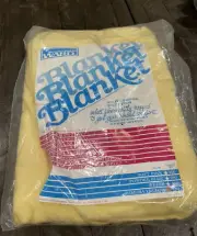 Vintage Montgomery Ward Blanket Mimosa Yellow 80X90 Full/Double Light Weight NOS