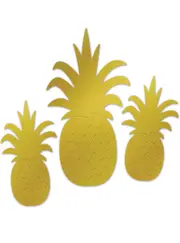 Hawaiian Gold Foil Pineapple Cut Out Decorations