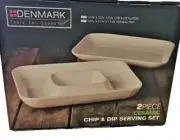 Denmark Ceramic Chip & Dip Platter and Serving Tray 2 Piece Set White NEW