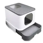 Fully Enclosed Hooded Cat Litter Box Large Sturdy Kitty Toilet Tray Set