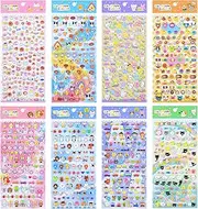 870 PCS Cute Puffy Stickers for Kids Girls 3D Small Tiny Stickers Including Mini Cartoon Animals Cat Rabbit Dog Puppy Kitten Bunny Food Donuts Hearts Star and More for Scrapbook Planner Phone Case Decorations,Rewards and DIY Crafts,8 Sheets.