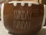 Rae Dunn Sunday Fun Day Large Bowl And Offense And defense Smaller Bowls