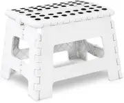 Folding Step Stool - (Pack of 1) Foot Stool with 9 Inch Height - Holds up to 300