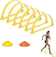 BOOSTEADY Agility Ladder Set Speed Training Equipment for Soccer, 2 in 1 Adjustable Height Training for Football Exercise Sports Footwork Training with 1 Agility Ladder, 12 Cones,1 Carrying Bag