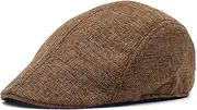 [ANMUR] Summer Newsboy Hats for Men 2022 Grid Flat Caps Casual Trucker Cap Cotton Sun Ivy Hat for Seniors (Color : Coffee, Size : One Size)