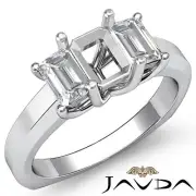 Diamond 3 Stone Engagement Trellis Ring Platinum 950 Emerald Semi Mount 0.5Ct