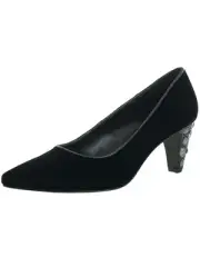 LOGO By Lori Goldstein Womens Meredith Slip On Pumps, Black Velvet, US 5.5