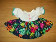 TROPICAL FLAMINGO FLOWER PINEAPPLES DRESS BUTTON for 16" CPK Cabbage Patch Kids