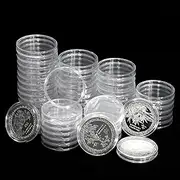 100pcs Clear Plastic Coin Capsules, Silver Dollar Coin Holders, Coin Protectors, Coin Cases for Collectors, Coin Collection Supplies, Coin Sleeves (40.6mm)