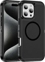 ELEPIK for iPhone 12 Pro Max Case [Compatible with Magsafe] [Military Double-Layer Drop Protection] [Non-Slip] Phone Case for iPhone 12 Pro Max with Wireless Charging, Dustproof, Black