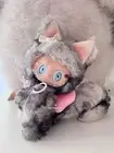 labubu Doll Original fluffy Black White Grey Cat Handmade Modification Version