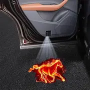 2PCS No Fade Car Door Lights,Fire Horse Car Door Logo Projector LED Shadow Light Welcome Lamp,Horse Gifts Accessories,Suitable for All Brands Vehicles Motorcycle