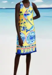 Cooper by Trelise Cooper Burning Bright Dress in Yellow Print Size AU 10 RRP$714