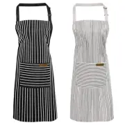 2 Pack Kitchen Aprons, Apron for Restaurant with Adjustable Neck Black & Brown