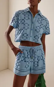 [SIMKHAI] Makaia Cropped Cotton-Blend Shirt