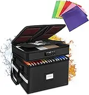 Fireproof Document Safe Box with Lock, Portable Collapsible File Cabinet Storage Organizer for Hanging Letter, Legal Size Folder, 40 * 31 * 33Cm Black