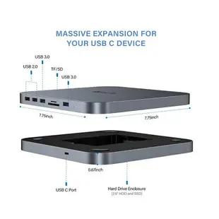 [2美國直購] Elecife USB-C 集線器 擴展塢 硬碟盒 適用Mac Mini M1 銀/灰 B08LTG15KV