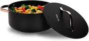 [PRIME CUISINE] 5-Quart Dutch Oven, Nonstick Coating Cookware, Induction Base, Oven Safe to 450°F, Ideal for Stews, Soups, and Roasts, Matte Black