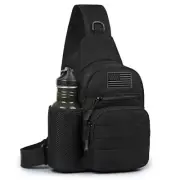Men Backpack Tactical Sling Bag Chest Shoulder Fanny Pack Cross Body Pouch Black