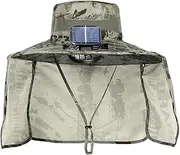 [Generic] Wide Brim Sun Hat with Fan, Sun Protection Hat, Outdoor Sun Hat with Solar Fan Hat, Sunscreen Hat for Women, Men, Fishing Hat, Solar & USB Charging