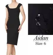 NWT Aidan Mattox Women's Elegant Side Embellished Black Sheath Dress Size 6