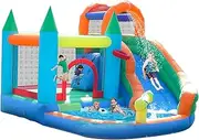 Inflatable Water Slides Park Inflatable Bounce House Bouncy Caslte House with Splash Pool Climb Wall with Blower