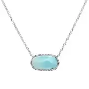 New Natural Larimar .925 Sterling Silver Pendant Necklace