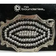 Belt Buckle No Boundaries Western Rhinestone Covered Pattern Black and White