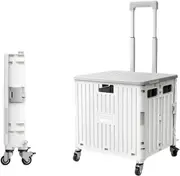 Foldable Shopping Trolley 65L Collapsible Utility Cart White