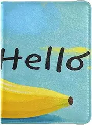 [Amooorous] Hello Cartoon Cute Yellow Banana Leather decorative family passport holder Wallet Combo Card Holder Passport Case Lightweight, Hello Cartoon cute yellow banana, 1 size
