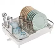 VEVOR Dish Drying Rack, Large Capacity Dish Drainers, Stainless Steel Dish Drainer with Drainboard, Expandable Storage Space Saver, Single Tier Cup an