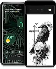 Goodsprout Compatible with Google Pixel 6 Pro Case,Cross Skull Crow Moon Amazing Pattern Design Shockproof Anti-Scratch Hard PC Back Case for Google Pixel 6 Pro