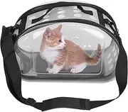 Dog Cat Carrier Handbag,Outdoor Collapsible Pet Carrying Bag,Transparent Cat Puppy Carrier Shoulder Cage with Mesh Windows for Traveling Camping Hiking Outdoor (S)