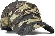 [yeyimei] Wash Baseball Cap Unisex Camouflage Cotton Low Profile Hat Plain Hunt Independence Day Camo Adjustable Ballcap