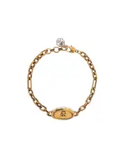 Alexander McQueen Skull Charm Cuban-Link Chain Bracelet One size Yellow