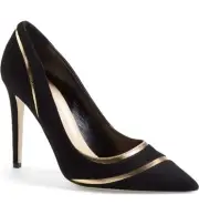 $325 NEW DVF Diane von Furtensberg Bandele Pointy Toe Pumps Suede Black Shoes 10