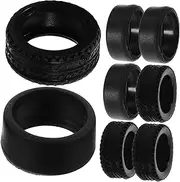 Vaguelly 1 Set Scale Car Wheel Accessories Tire for Includes Patterned Flat Designs for Car Model Upgrades Collectors Black