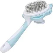 Dog Cat Brush, with Release Button Hair Removal Comb Pet Comb, Slicker Brush for Indoor Cats, Puppy, Deshedding Grooming, Blue