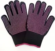 2Pcs Heat Resistant Gloves With Silicone Bumps, Hairdressing Anti-heat Gloves Mitts For Flat Iron, Curling Iron, Hair Dryers And Other Hair Styling Heating Tools, Universal Fit Size