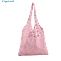 在飛比找蝦皮購物優惠-LYNDONB編織袋,購物袋編織針織包,夏季沙灘包雜貨手提包